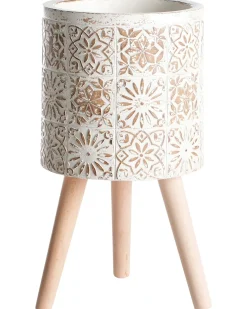 Best Beliani Vaso per piante rialzato KARISTOS 36 cm Bianco sporco Beige Bianco Marrone