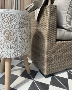 Best Beliani Vaso per piante rialzato KARISTOS 36 cm Bianco sporco Beige Bianco Marrone
