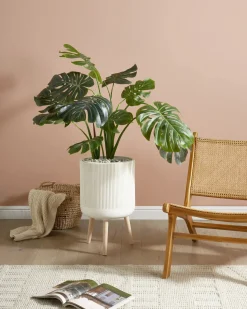 Online Beliani Vaso per piante rialzato MACLURA 35 cm Beige chiaro Beige Marrone
