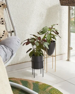 Discount Beliani Vaso per piante rialzato MILEA Metallo 16 cm Nero