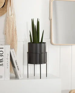 Discount Beliani Vaso per piante rialzato MILEA Metallo 16 cm Nero
