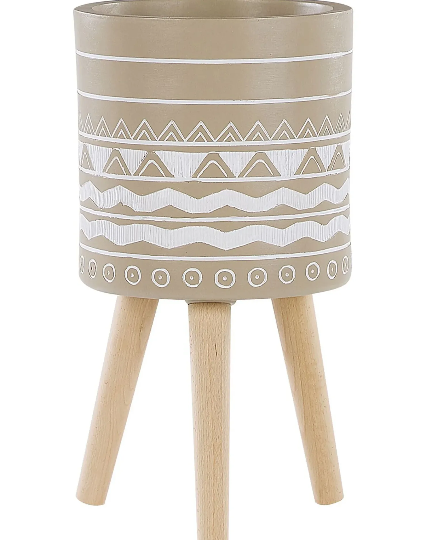 New Beliani Vaso per piante rialzato MILINA 30 cm Beige Bianco Beige Marrone