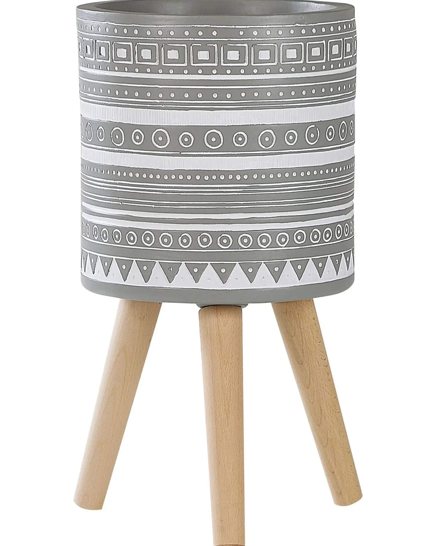 New Beliani Vaso per piante rialzato NAUSA 30 cm Grigio chiaro Bianco Marrone Grigio