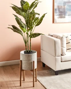 Beliani Vaso per piante rialzato PINSAPO Metallo 30 cm Grigio Marrone Grigio