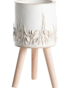 Best Beliani Vaso per piante rialzato PREWEZA 23 cm Bianco sporco Bianco Beige