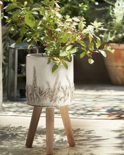 Best Beliani Vaso per piante rialzato PREWEZA 23 cm Bianco sporco Bianco Beige