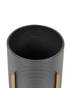 Hot Beliani Vaso per piante rialzato SEROTINA Metallo 32 cm Nero Oro Nero
