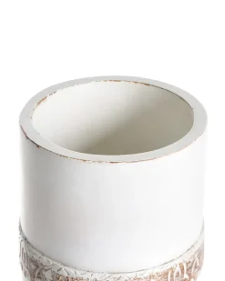 Discount Beliani Vaso per piante rialzato SKIATOS 22 cm Bianco sporco Beige Bianco Marrone