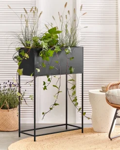 Sale Beliani Vaso per piante rialzato TAPIEN Metallo 70 cm Nero