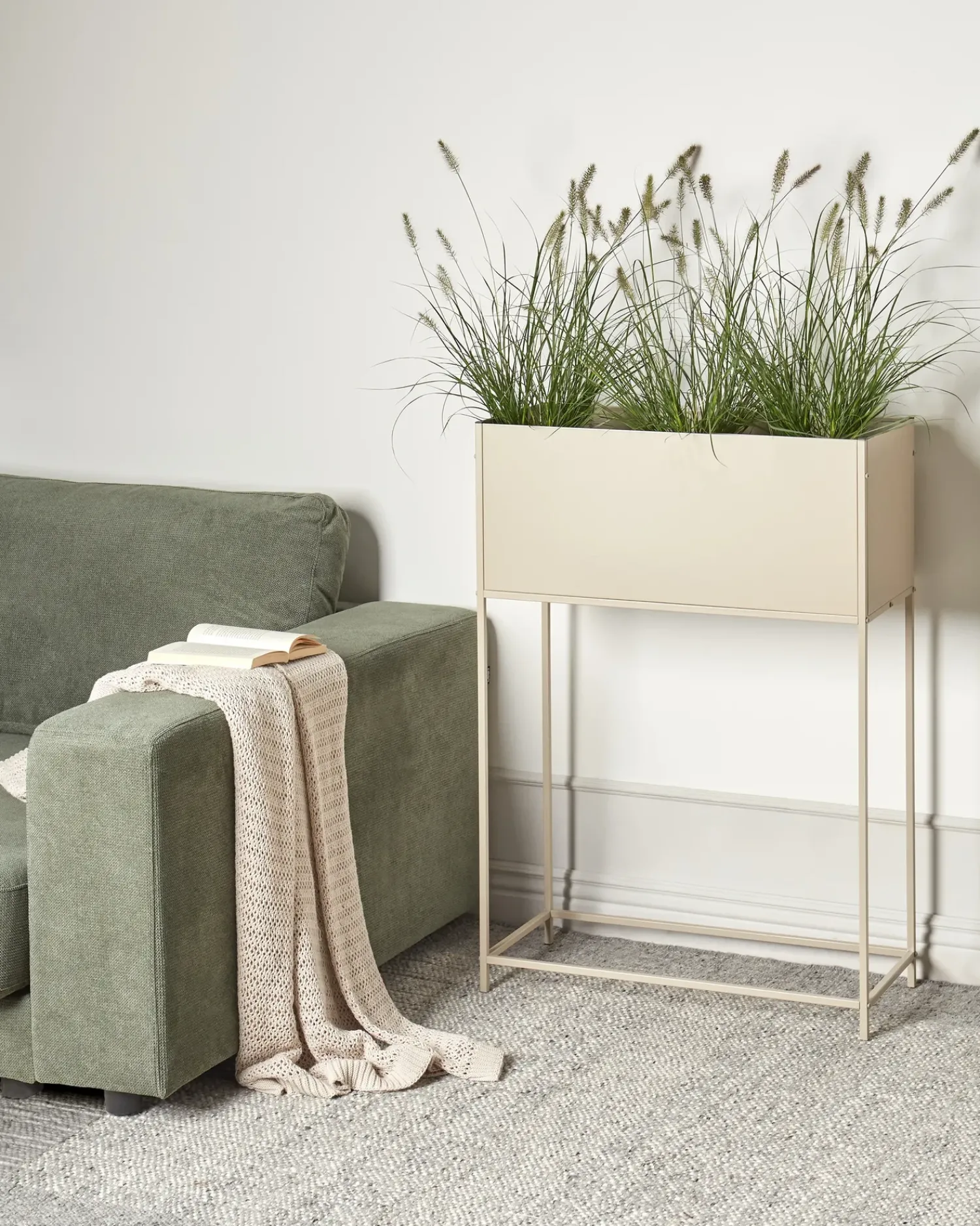 Outlet Beliani Vaso per piante rialzato TAPIEN Metallo 70 cm Beige