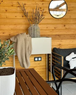 Outlet Beliani Vaso per piante rialzato TAPIEN Metallo 70 cm Beige