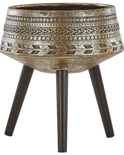 Clearance Beliani Vaso per piante rialzato VARDIANI 50 cm Oro Oro Nero