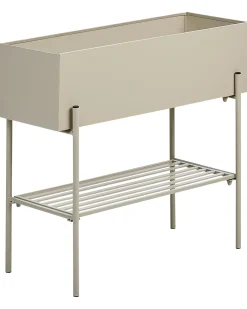 Clearance Beliani Vaso per piante rialzato VINCA Metallo 70 cm Beige Beige Nero