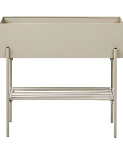 Clearance Beliani Vaso per piante rialzato VINCA Metallo 70 cm Beige Beige Nero