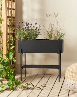 Clearance Beliani Vaso per piante rialzato VINCA Metallo 70 cm Nero