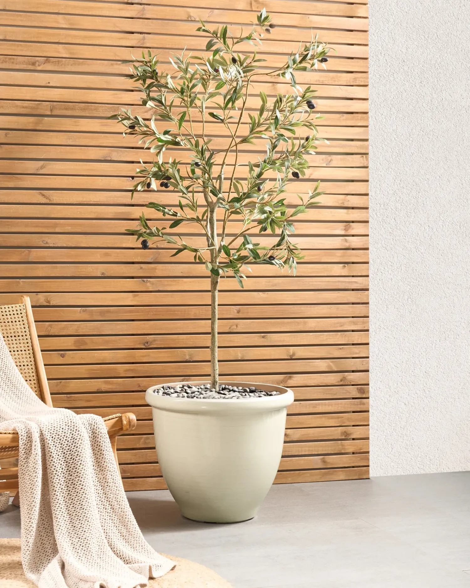 Discount Beliani Vaso per piante TESALIA 49 cm chiaro Beige