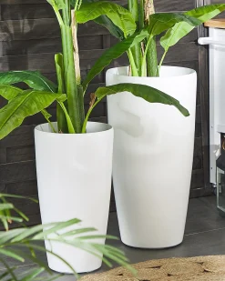 Clearance Beliani Vaso per piante TSERIA 40 cm Bianco