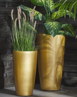 Outlet Beliani Vaso per piante TSERIA 40 cm Oro