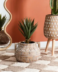 Clearance Beliani Vaso per piante VARIEGATUM 27 cm Marrone Beige Marrone