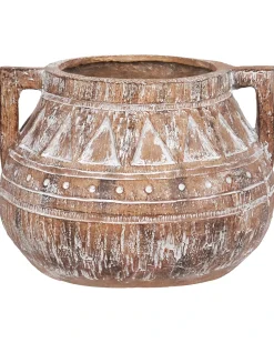 Clearance Beliani Vaso per piante VARIEGATUM 27 cm Marrone Beige Marrone