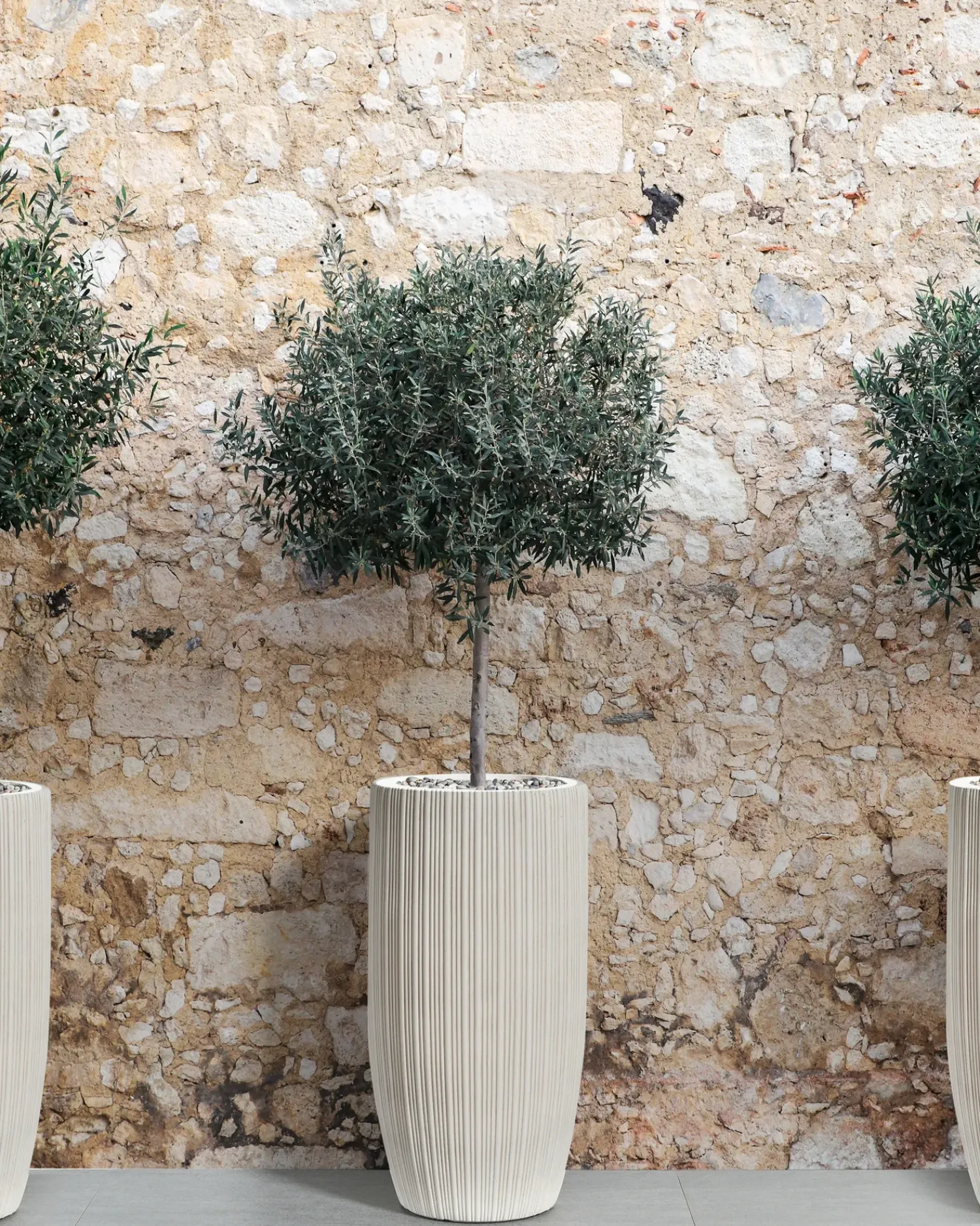Discount Beliani Vaso per piante ZELKOVA 35 cm chiaro Beige