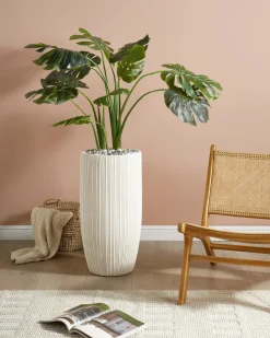 Discount Beliani Vaso per piante ZELKOVA 35 cm chiaro Beige