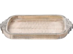 Sale Beliani Vassoio ASIUT Legno di mango Marrone chiaro Marrone Grigio