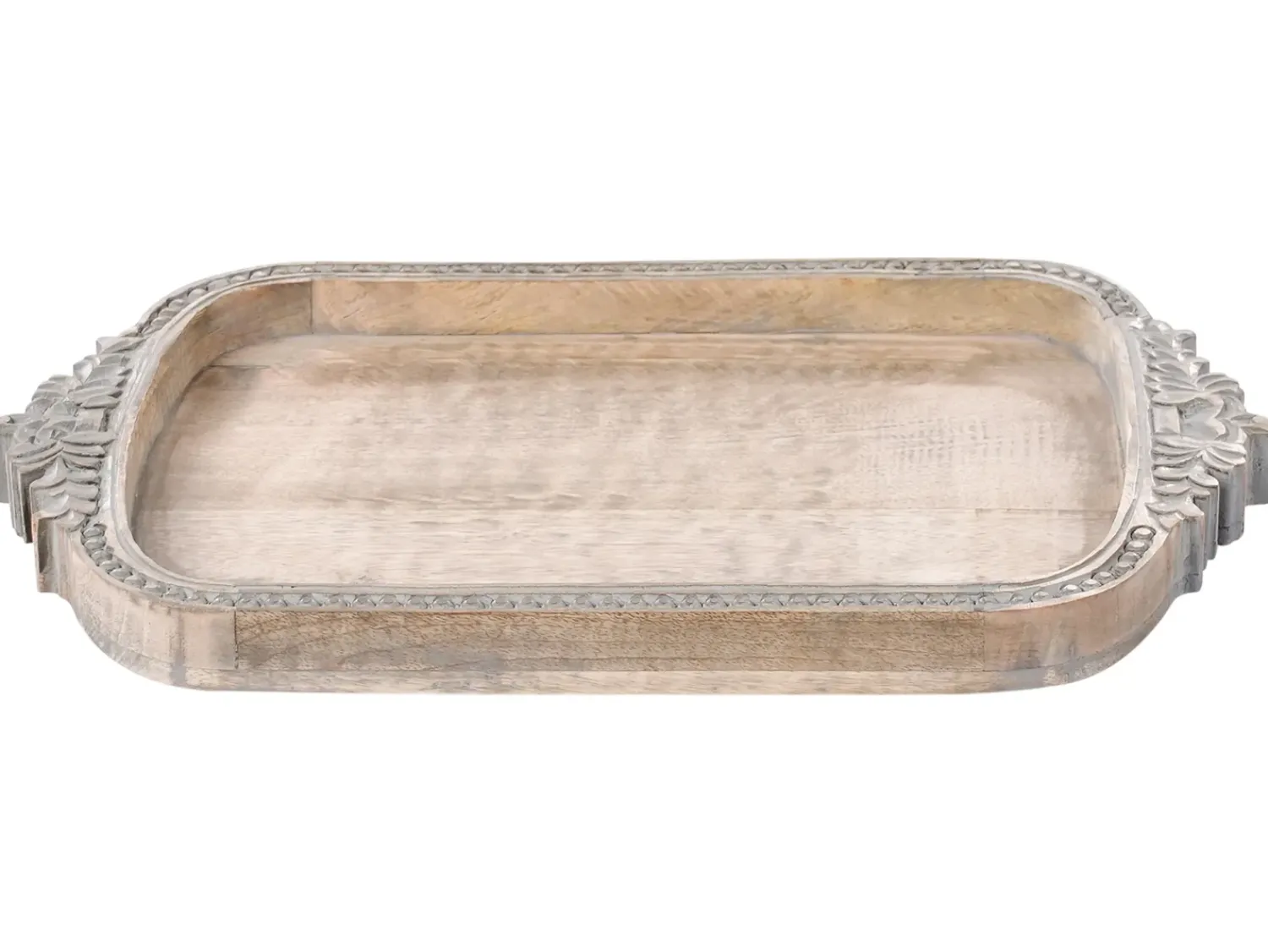 Sale Beliani Vassoio ASIUT Legno di mango Marrone chiaro Marrone Grigio