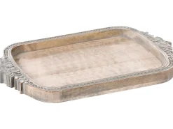 Sale Beliani Vassoio ASIUT Legno di mango Marrone chiaro Marrone Grigio