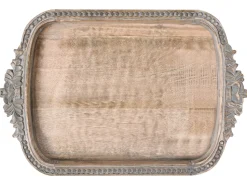Sale Beliani Vassoio ASIUT Legno di mango Marrone chiaro Marrone Grigio