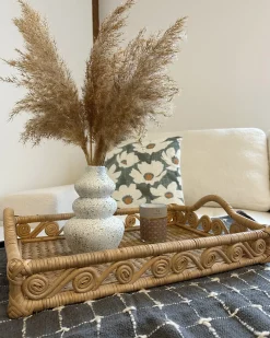 Outlet Beliani Vassoio CALAYAN Rattan Beige Beige Naturale