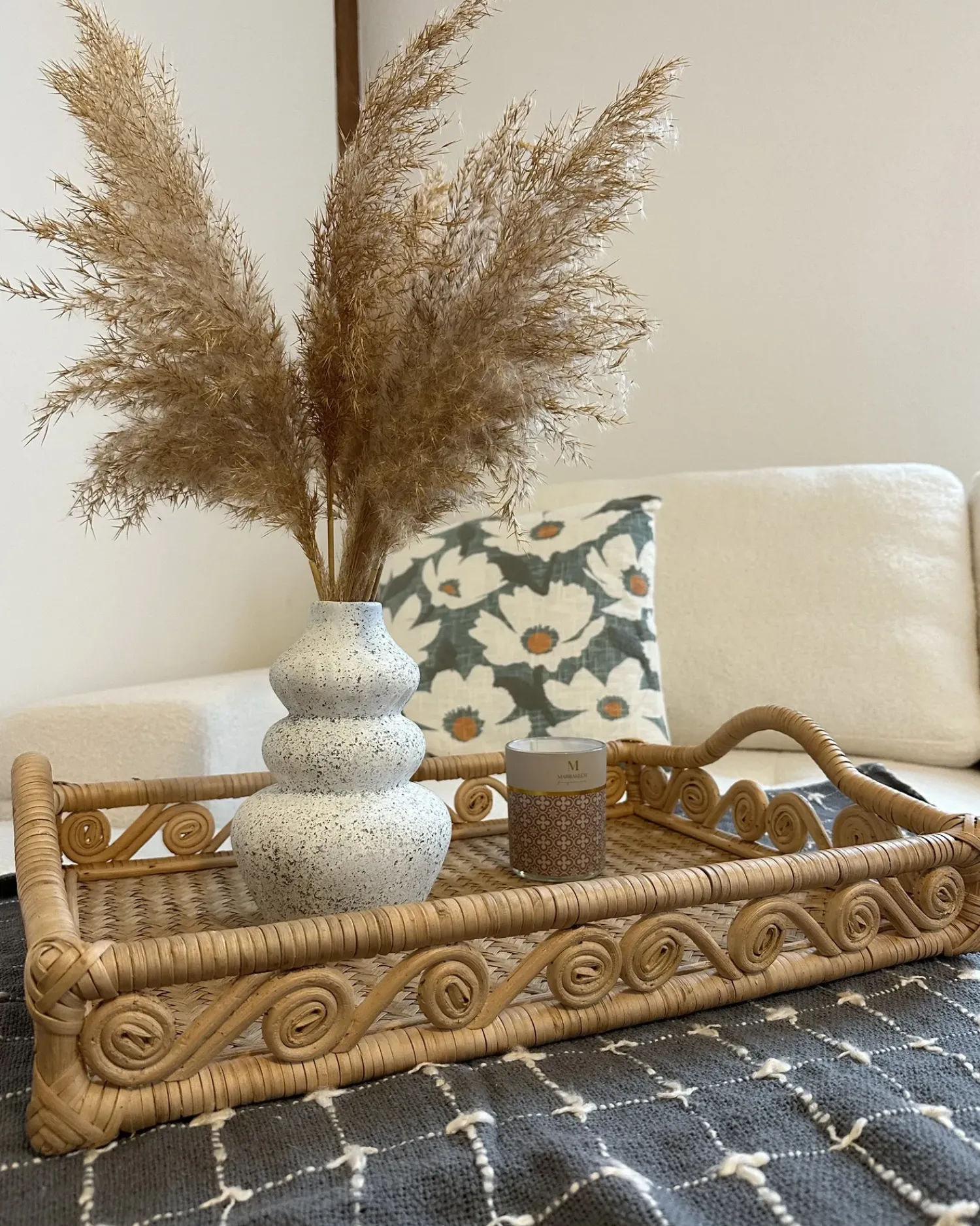 Outlet Beliani Vassoio CALAYAN Rattan Beige Beige Naturale
