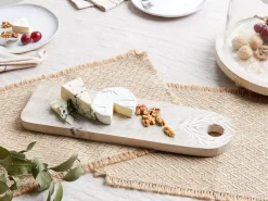 Clearance Beliani Vassoio da portata ASUAN Legno di mango Marrone chiaro Bianco Marrone
