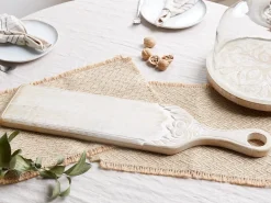 Hot Beliani Vassoio da portata EDFU Legno di mango Marrone chiaro Bianco Marrone