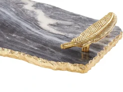 Outlet Beliani Vassoio da portata ZOGRAFOU Pietra Grigio scuro Grigio Oro