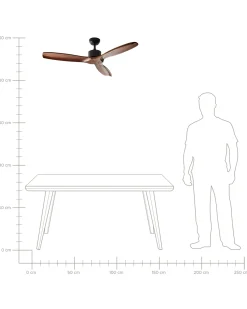 Beliani Ventilatore a soffitto ARANI con telecomando Marrone scuro Marrone Nero