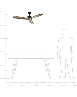 New Beliani Ventilatore a soffitto ARANI con telecomando Marrone Marrone Nero