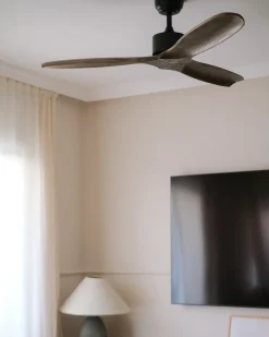 New Beliani Ventilatore a soffitto ARANI con telecomando Marrone Marrone Nero