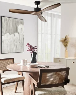 New Beliani Ventilatore a soffitto ARANI con telecomando Marrone Marrone Nero