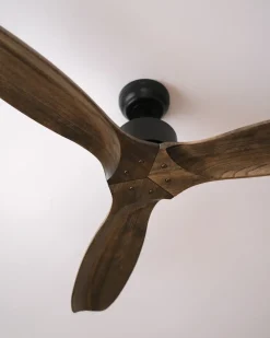 New Beliani Ventilatore a soffitto ARANI con telecomando Marrone Marrone Nero