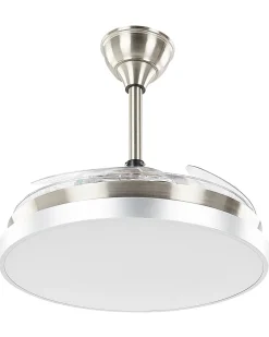 Sale Beliani Ventilatore a soffitto con luce IBAR con telecomando LED Trasparente Bianco Trasparente Argento