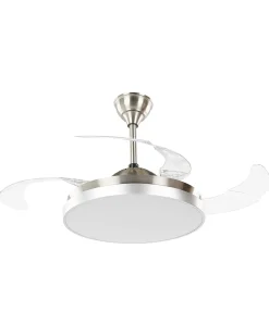 Sale Beliani Ventilatore a soffitto con luce IBAR con telecomando LED Trasparente Bianco Trasparente Argento