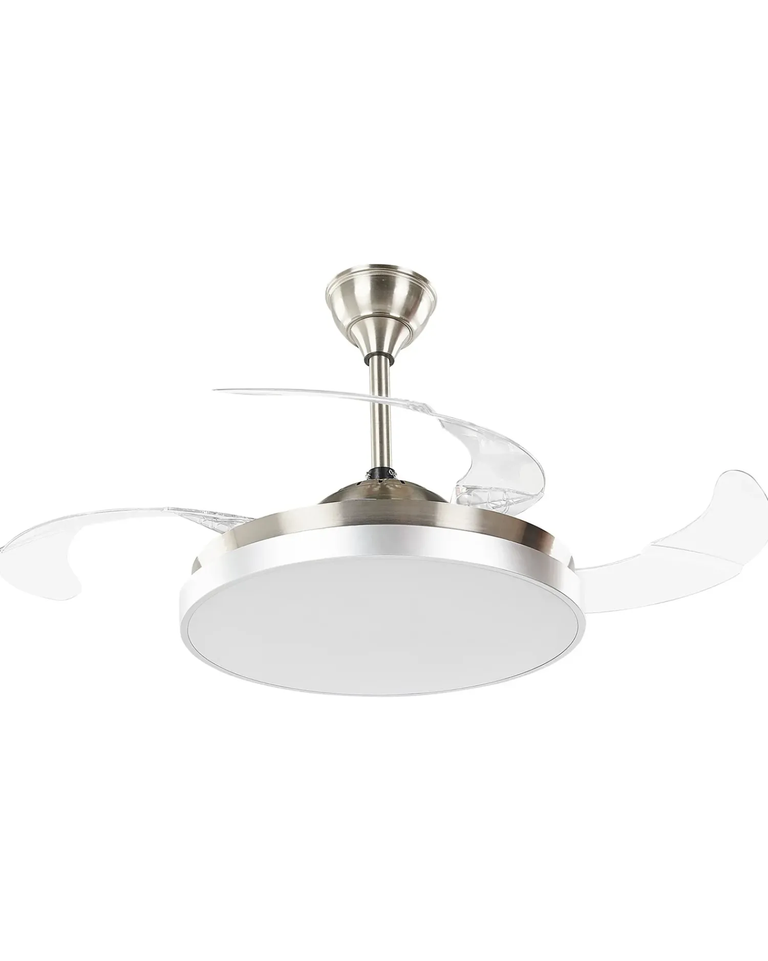 Sale Beliani Ventilatore a soffitto con luce IBAR con telecomando LED Trasparente Bianco Trasparente Argento