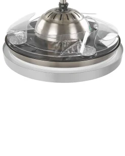 Sale Beliani Ventilatore a soffitto con luce IBAR con telecomando LED Trasparente Bianco Trasparente Argento