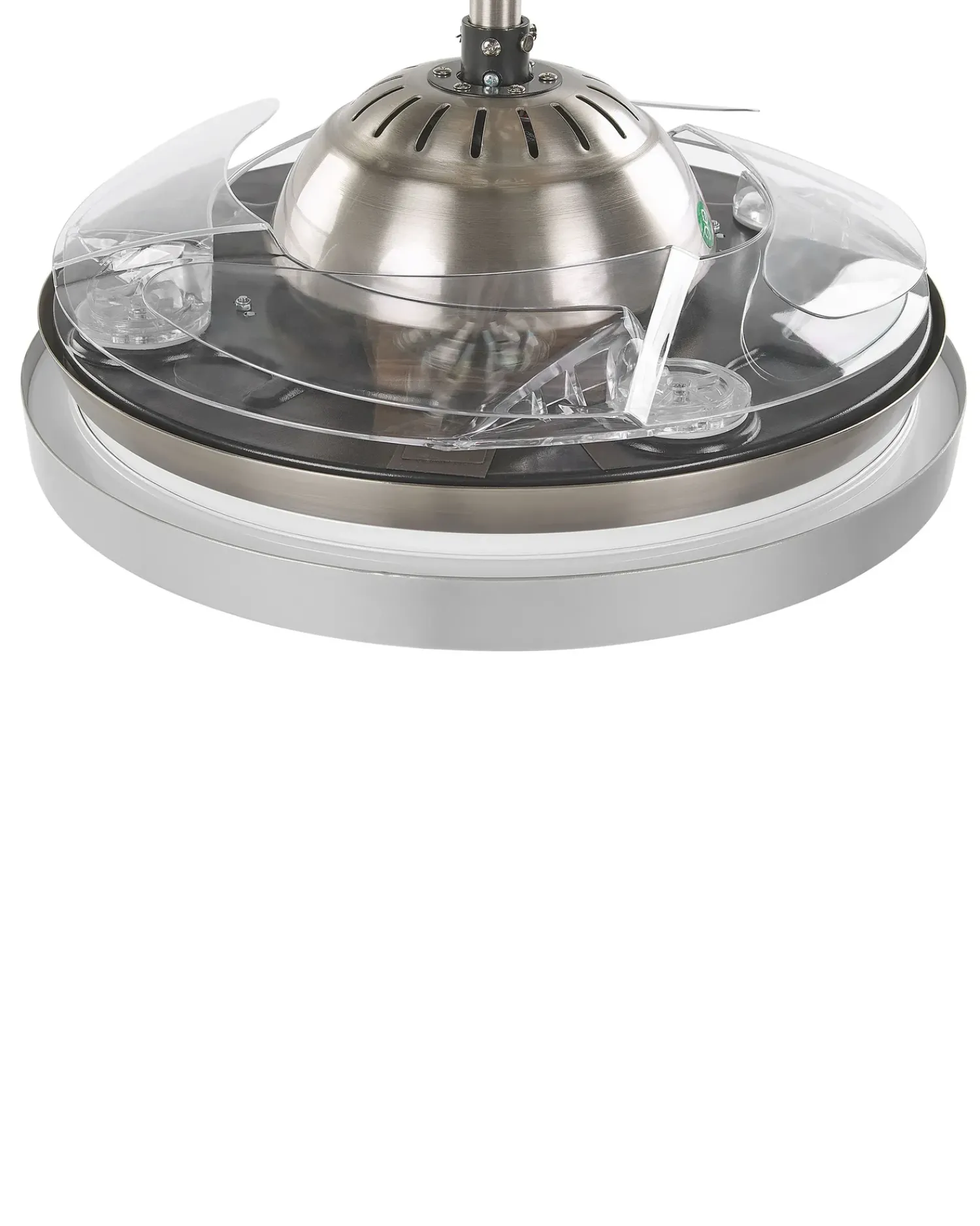 Sale Beliani Ventilatore a soffitto con luce IBAR con telecomando LED Trasparente Bianco Trasparente Argento
