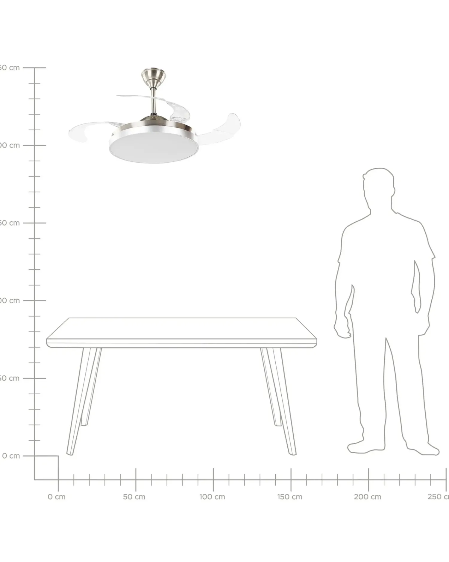 Sale Beliani Ventilatore a soffitto con luce IBAR con telecomando LED Trasparente Bianco Trasparente Argento