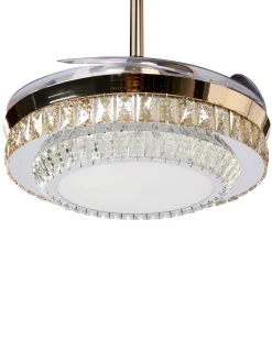 Best Beliani Ventilatore a soffitto con luce ASHLEY con telecomando Oro