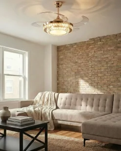 Best Beliani Ventilatore a soffitto con luce ASHLEY con telecomando Oro