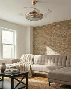 Best Beliani Ventilatore a soffitto con luce ASHLEY con telecomando Oro