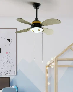 Outlet Beliani Ventilatore a soffitto con luce DOLORES LED Giallo Giallo Grigio Nero